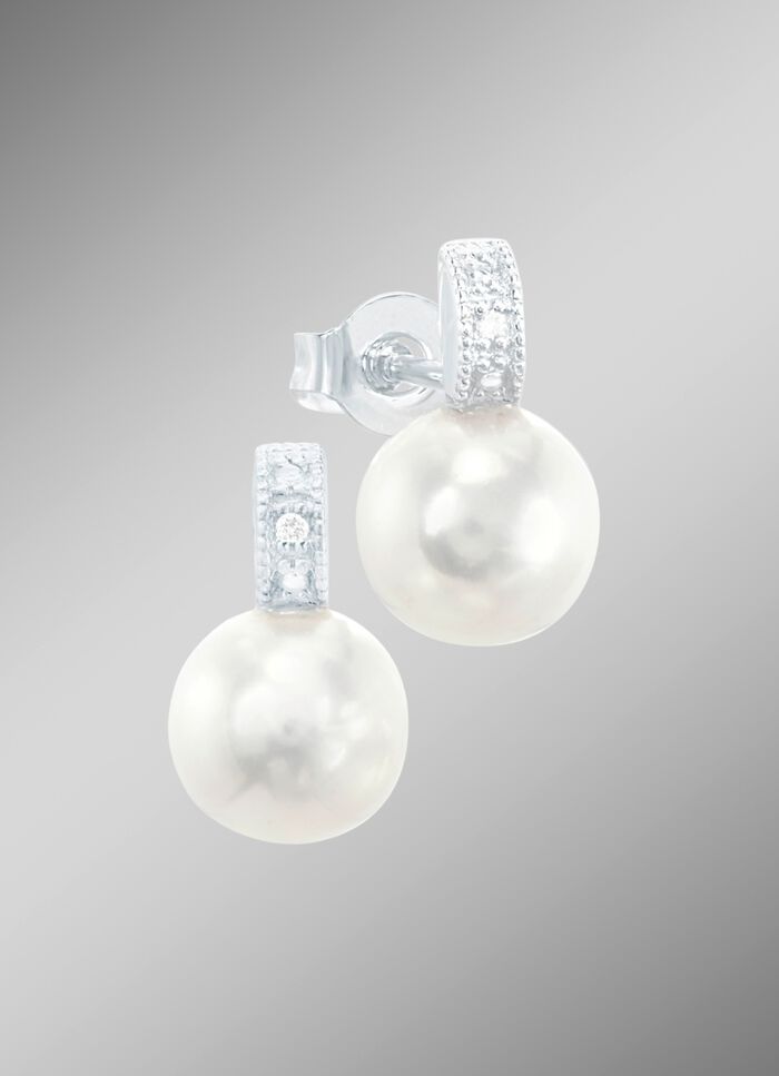 Ohrstecker mit S&uuml;&szlig;wasser-Zuchtperle und Brillanten 
