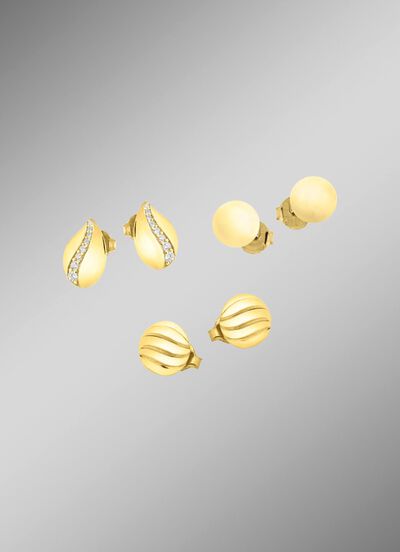 Schmuckset, 3-teilig, aus 3 Paar Ohrsteckern 