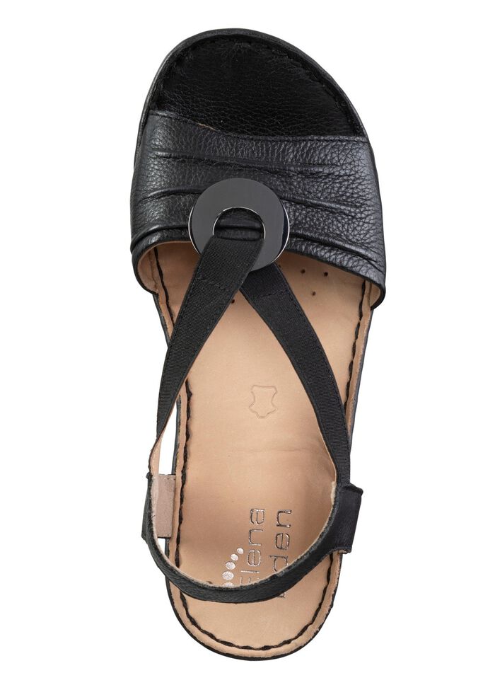 ELENA EDEN, leichte Damen-Sandalen, Weite H, mit Elastik-Bandage SCHWARZ