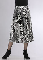 Bahnenrock mit farbbrillantem Inkjet-Druck SCHWARZ-SILBERGRAU-ECRU