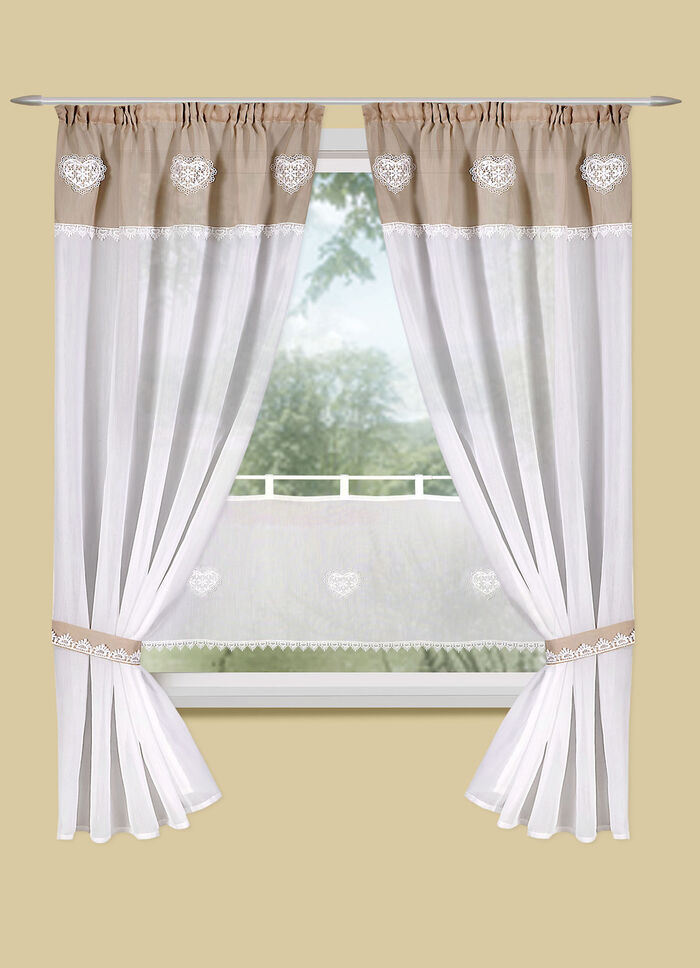 Raffgardinen-Garnitur in Leinenoptik 