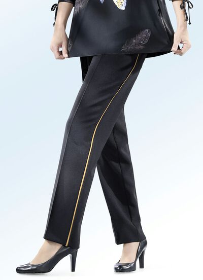 Hose mit trendiger Kontrastpaspel 