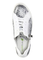 Waldl&auml;ufer Sneaker mit Streuglitzer und Leo-Druck SILBER-WEISS