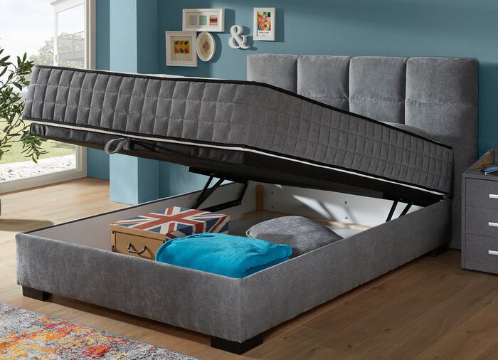 Boxspringbett mit Wendematratze und Bettkasten ANTHRAZIT