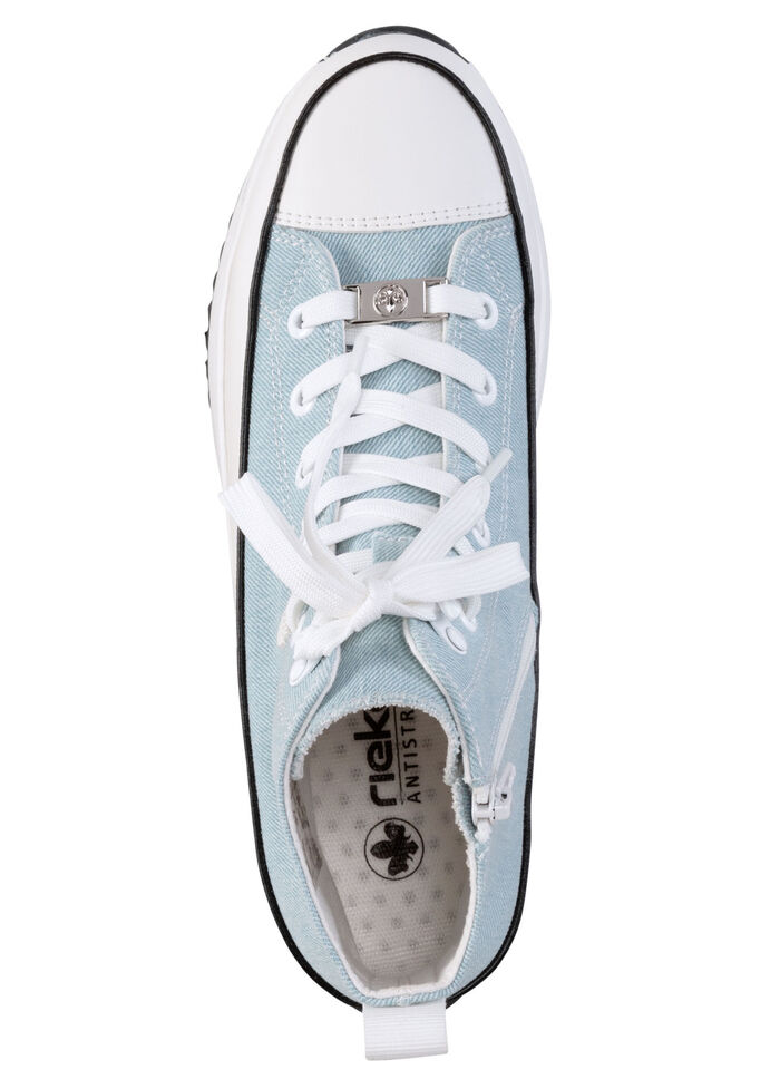 Rieker Schn&uuml;r-Bootie in Leo-Print oder Denim-Style BLEU-WEISS