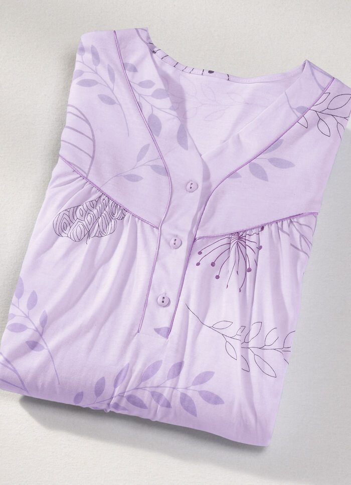 Zweierpack Nachthemden, 3/4 -langen &Auml;rmeln mit Knopfleiste 1X ZARTFLIEDER-BUNT, 1X ZARTFLIEDER