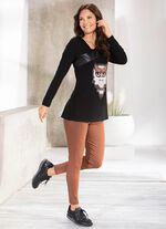 Shirt mit schwarzem Nappaleder-Imitat-Einsatz in 2 Farben SCHWARZ