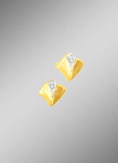 Schicke Ohrstecker in Bicolor mit Diamanten 