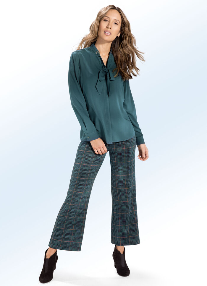 Hose in modisch verk&uuml;rzter L&auml;nge PETROL-SCHWARZ-TERRAKOTTA