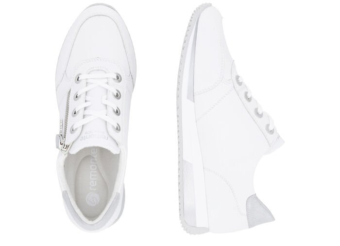 Remonte Schnür-Sneaker mit silberfarben schimmerndem Kontrast-Besatz WEISS
