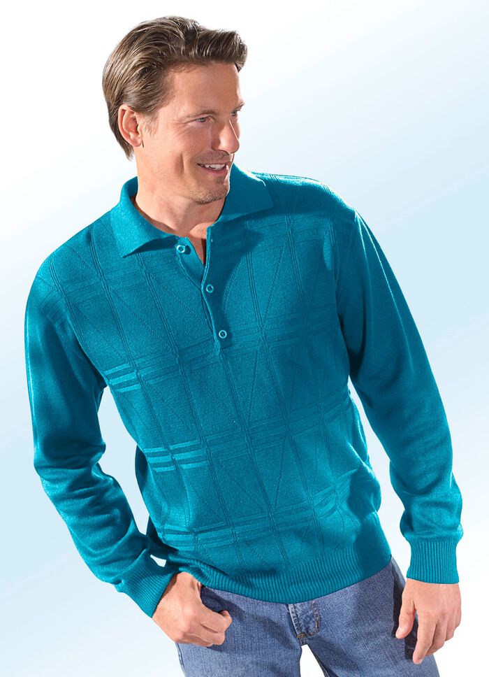 Polopullover mit kurzer Knopfleiste in 3 Farben 