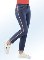 Jeans mit modischem Zierband JEANSBLAU-ECRU-ORANGE