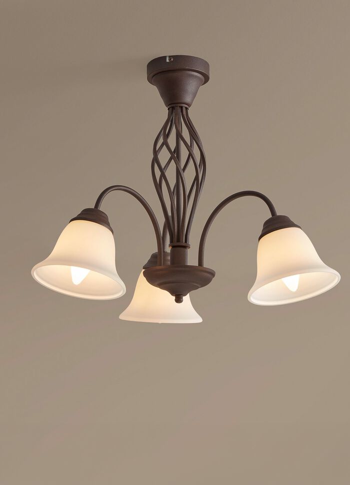 Leuchtenserie aus Metall mit Glasschirmen 