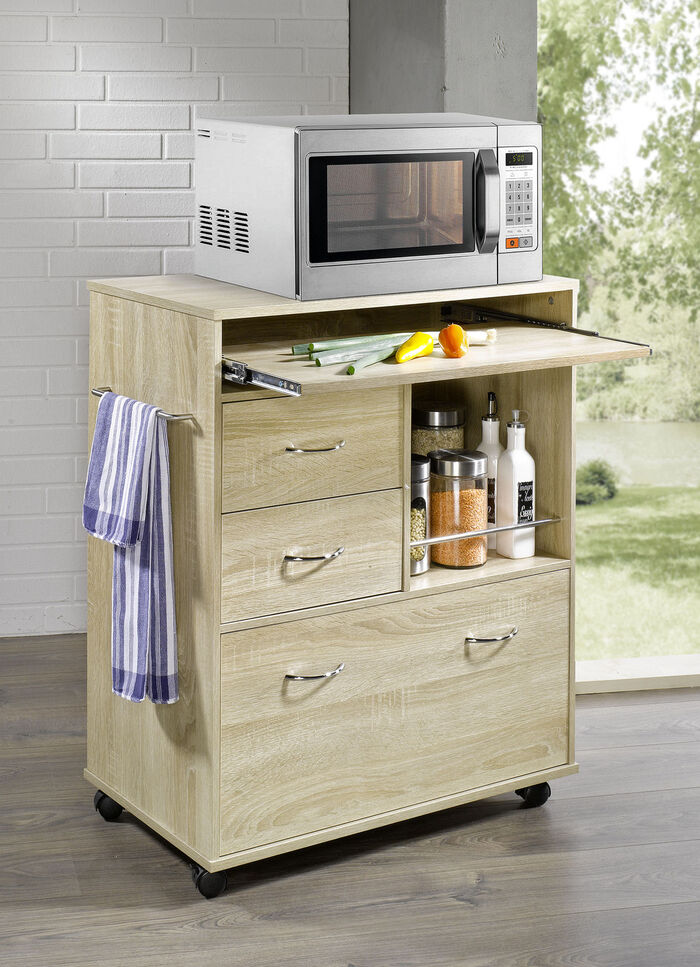 Küchenrollwagen mit ausziehbarer Arbeitsfläche EICHE SONOMA