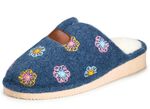 Laurina Filz-Pantoffel mit flotter Bl&uuml;ten-Stickerei 