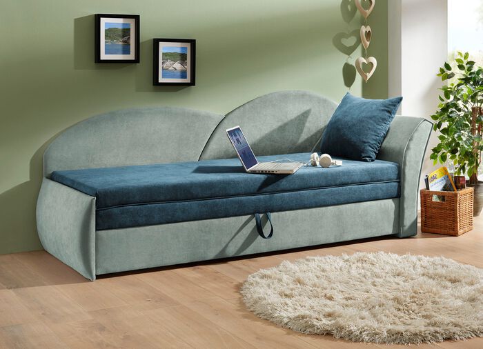 Schlafsofa mit Bettkasten und 1 Dekokissen 