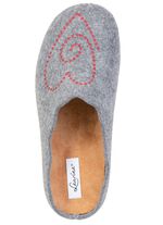 Laurina, klassische Damen-Hausschuhe, mit herausnehmbarem Fu&szlig;bett HELLGRAU