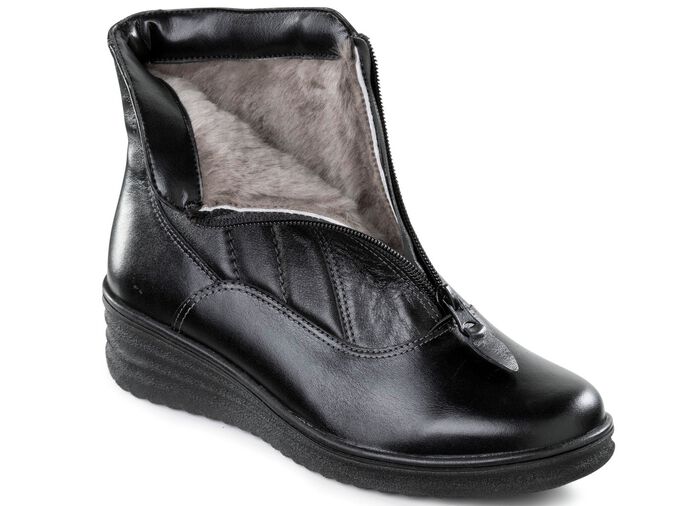 ELENA EDEN, gef&uuml;tterte Damen-Stiefeletten, Winterschuhe, Weite H, mit Lammfell SCHWARZ