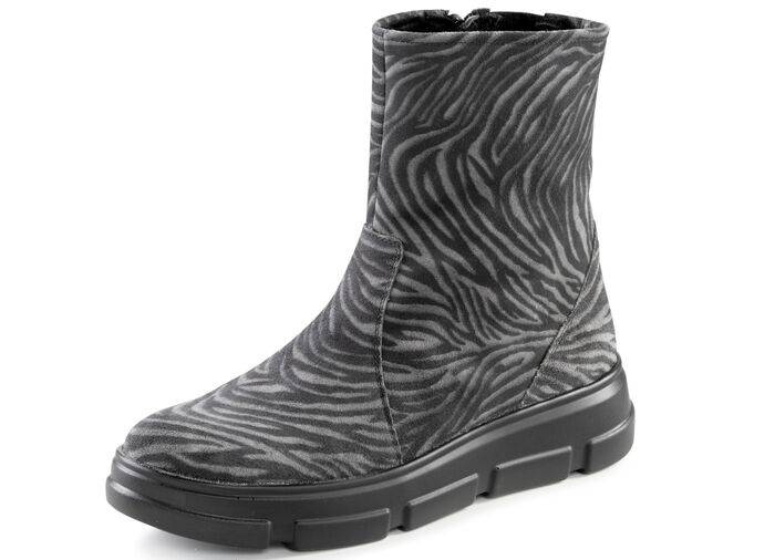 Waldl&auml;ufer Stiefelette mit Zebra-Dessin SCHWARZ-GRAU
