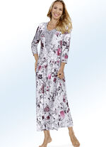 Kn&ouml;chellanges Nachthemd mit gro&szlig;z&uuml;giger Motivspitze HELLGRAU-BEERE