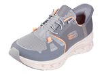 SKECHERS Sneaker mit geformter Slip-Ins Fersenplatte GRAU-ORANGE