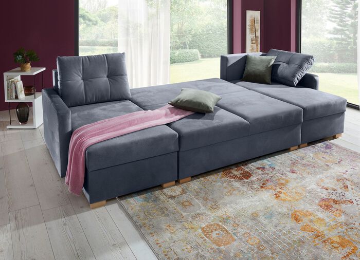 Gem&uuml;tliche Wohnlandschaft mit Bettfunktion ANTHRAZIT