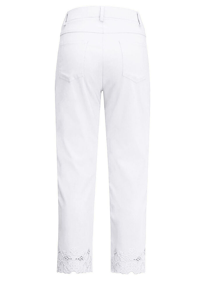 Hose mit floralen Lochstickereien WEISS