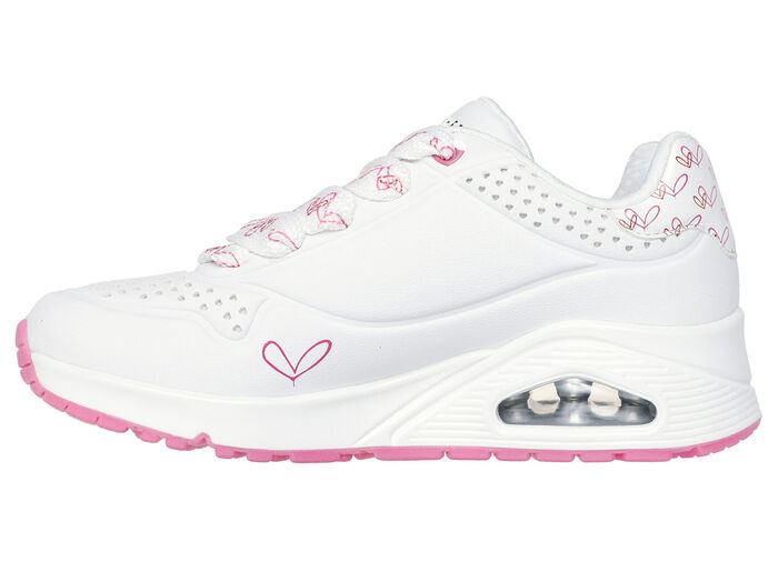 SKECHERS Schnür-Sneaker mit niedlichen Herzchen bedruckt WEISS-PINK