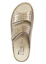 ELENA EDEN, bequeme Damen-Pantoletten, Weite H, mit herausnehmbarem Fußbett TAUPE