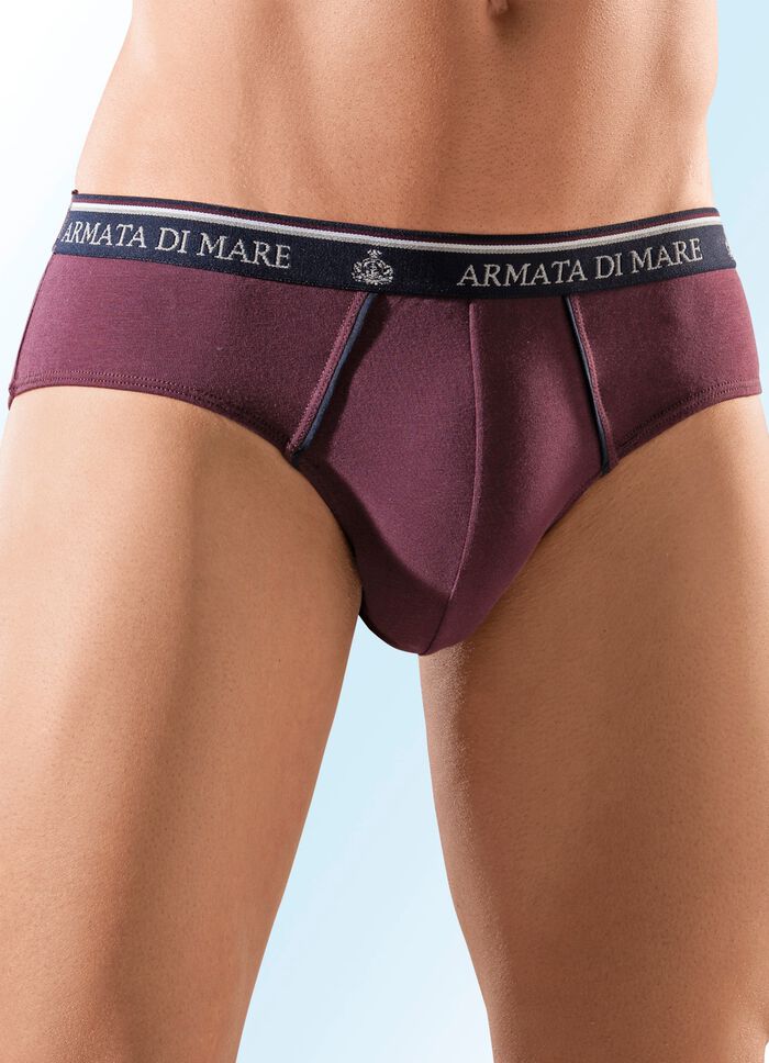 Viererpack Slips, uni mit Kontrastpaspeln 