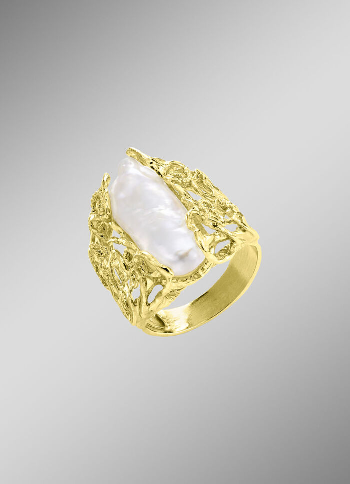 Hochwertiger Damenring mit Keshi-Perle 