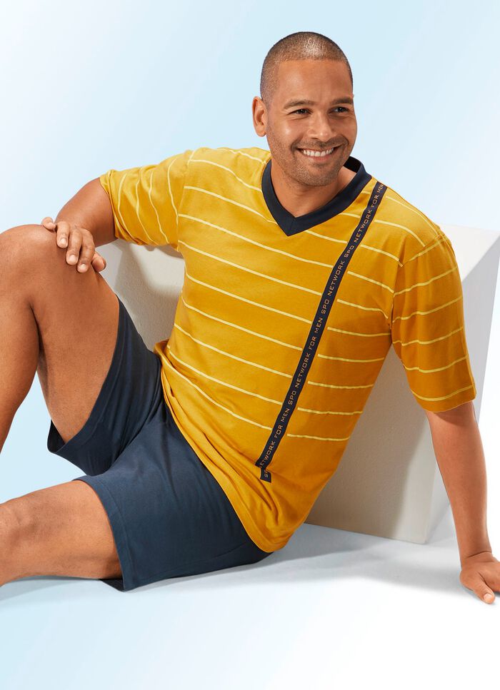 Shorty mit V-Ausschnitt und platziertem Druckdessin 