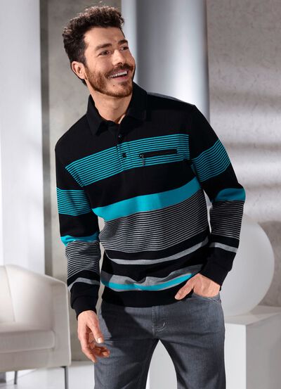 Poloshirt mit kurzer Knopfleiste 