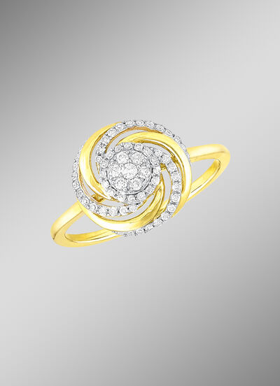 Interessanter Damenring mit 7 Brillanten und 49 Diamanten 