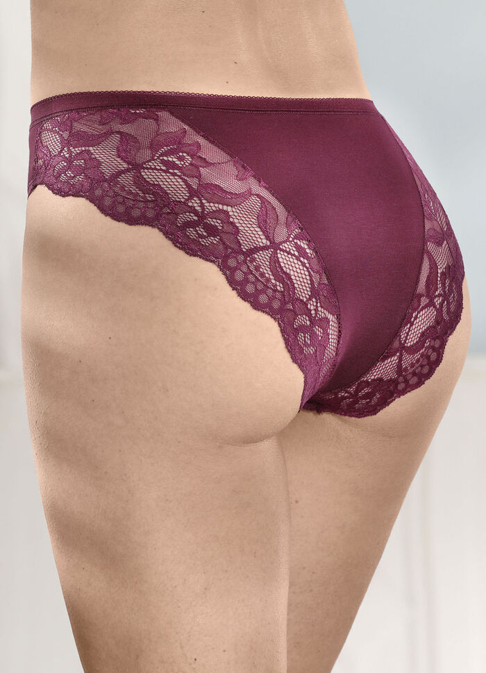 Laurina Viererpack Slips mit floraler Elastikspitze 