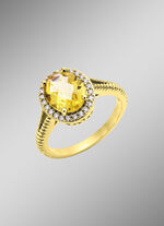 Damenring mit echt Citrin und synthetische Zirkonia 