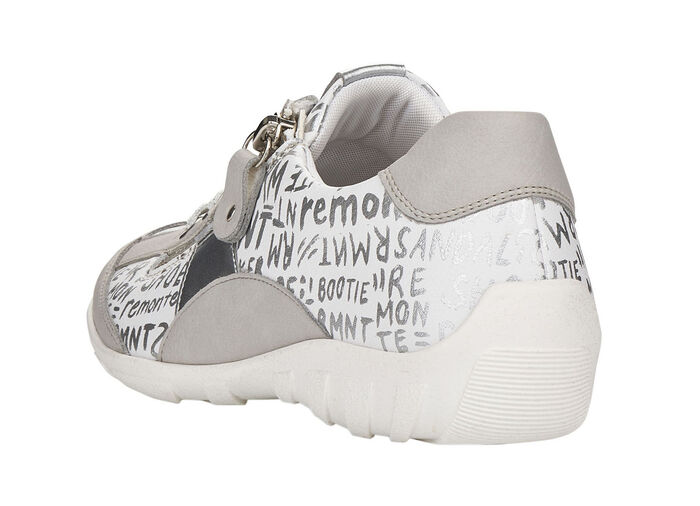 Remonte Sneaker mit bedruckten Bes&auml;tzen HELLGRAU-WEISS