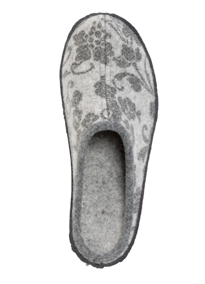 Wollfilz-Pantoffel mit floralem Druck GRAU