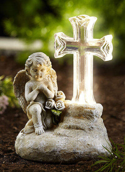 Solar-Gedenkengel aus wetterfestem Kunststein 