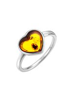 Herz-Damenring mit Bernstein 