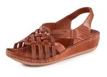Gemini, schicke Damen-Sandalen, Weite G, mit Gummizug COGNAC