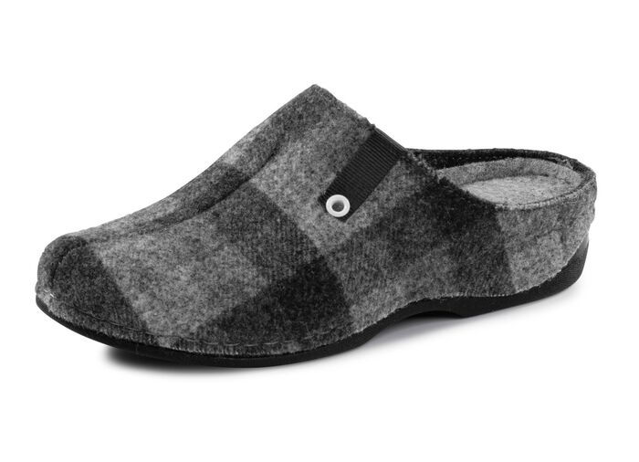 Laurina Pantoffel aus kariertem Textilmaterial 