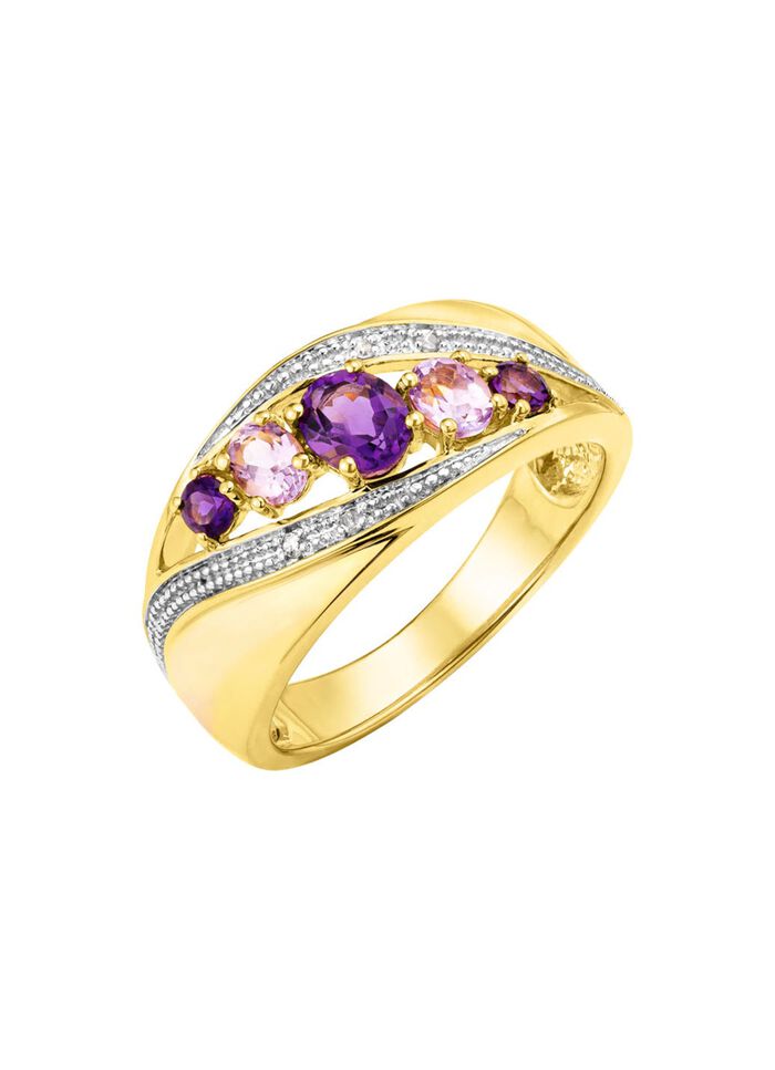 Damenring mit Amethyst und Zirkonia 