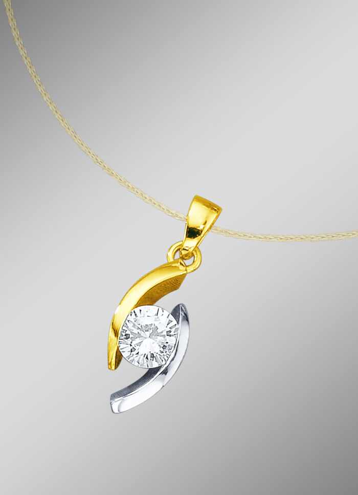 Klassischer Solitäranhänger in Bicolor mit Brillant 
