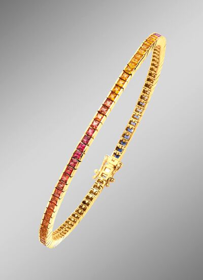 Hochwertiges Armband mit echten Safiren in Multicolor 