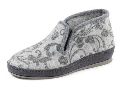 Floral bedruckter Wollfilz-Hausschuh 