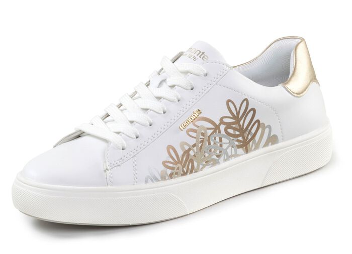 Remonte Sneaker mit verspieltem Bl&uuml;ten-Druck WEISS-BRONZE