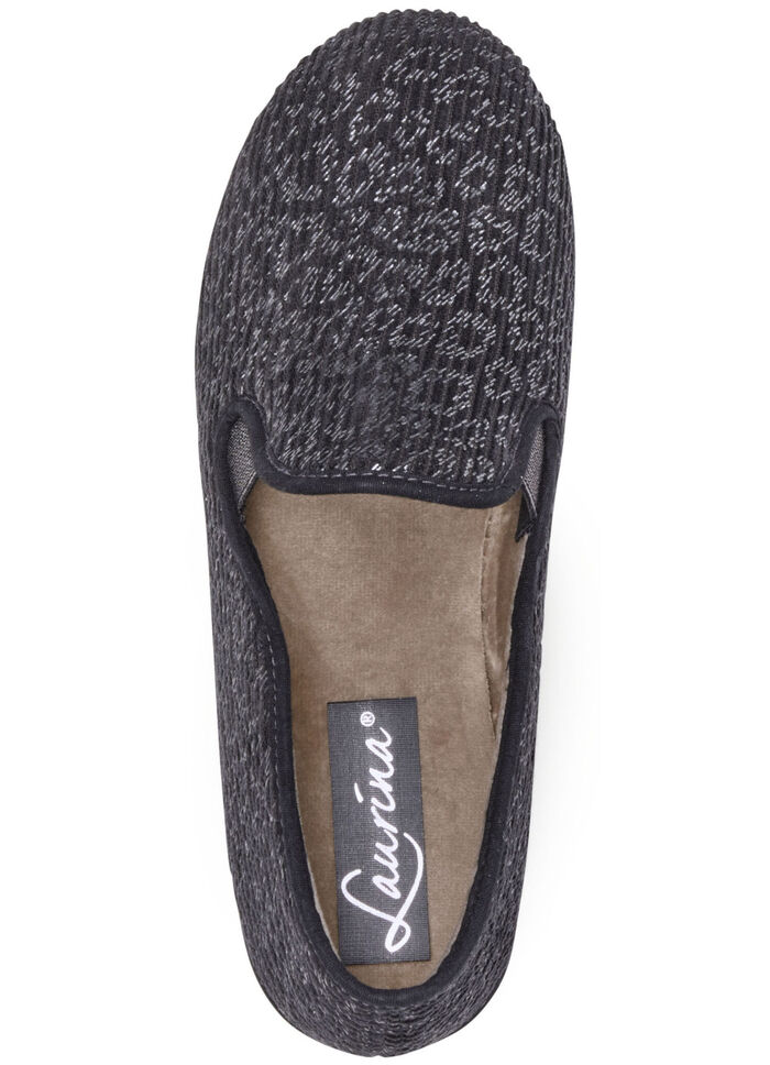 Laurina Textil-Hausschuh in Cord-Optik SCHWARZ