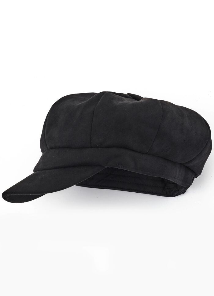 Elegante Damen-Ballonm&uuml;tze, mit r&uuml;ckw&auml;rtigem Elastikeinsatz 