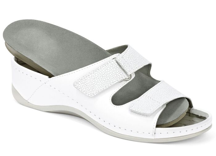 Mubb Pantolette mit Leder-Memory-Fu&szlig;bett WEISS